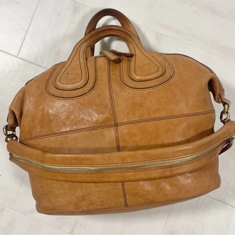 Givenchy Nightingale Medium Leather Boston Bag Brown Handbag Used Italy Vintage